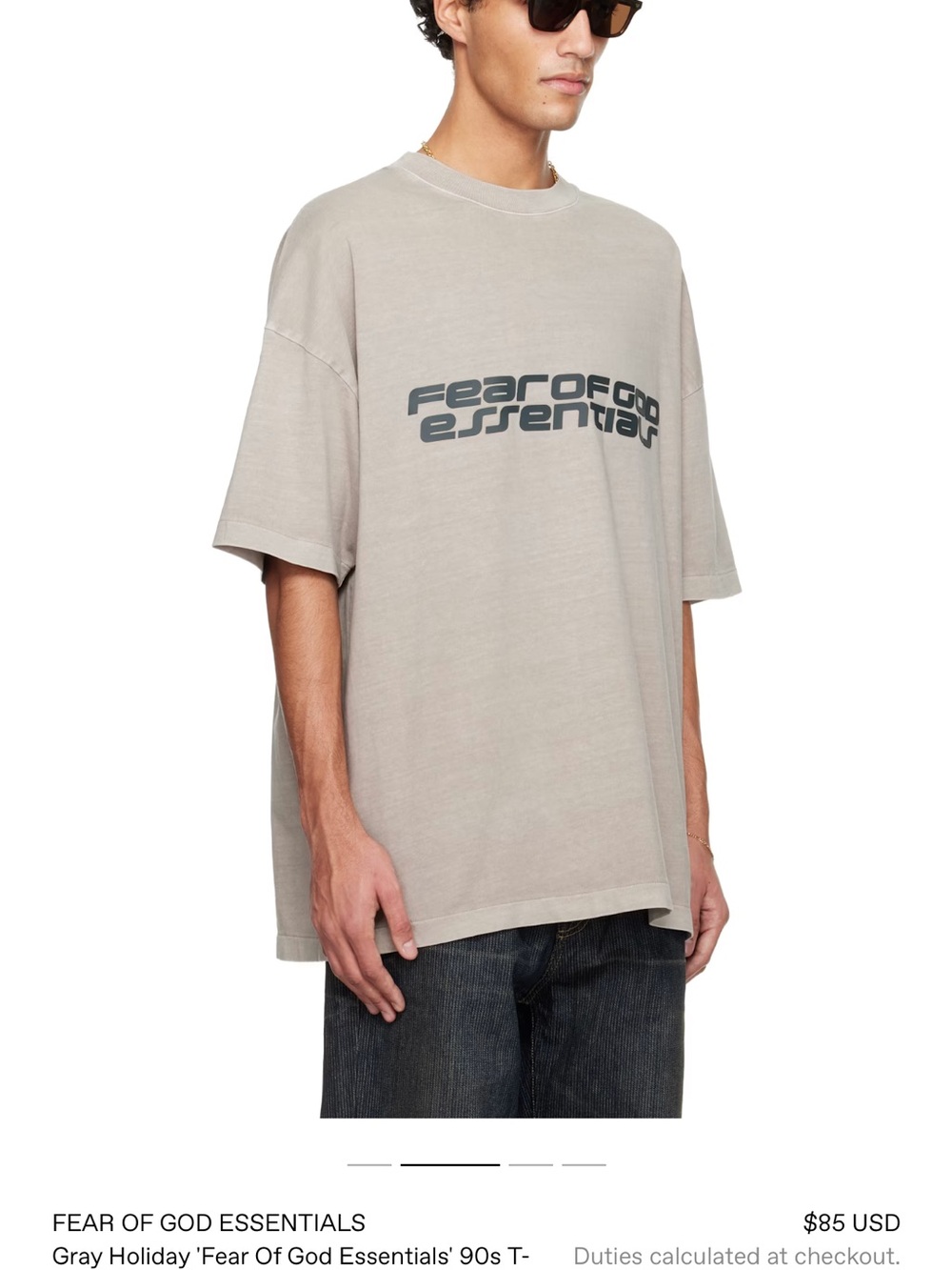 Fear of God Essentials Taupe Graphic Short-Sleeve Tee, NWT, Smoke Grey